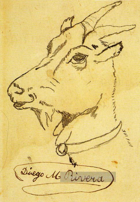 Kopf einer Ziege Diego Rivera Ölgemälde